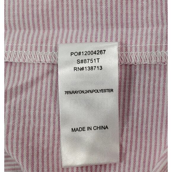 Womens Peplum Top Medium Pink Striped Ruffled Embroidered Cottagecore Modest - Picture 15 of 15